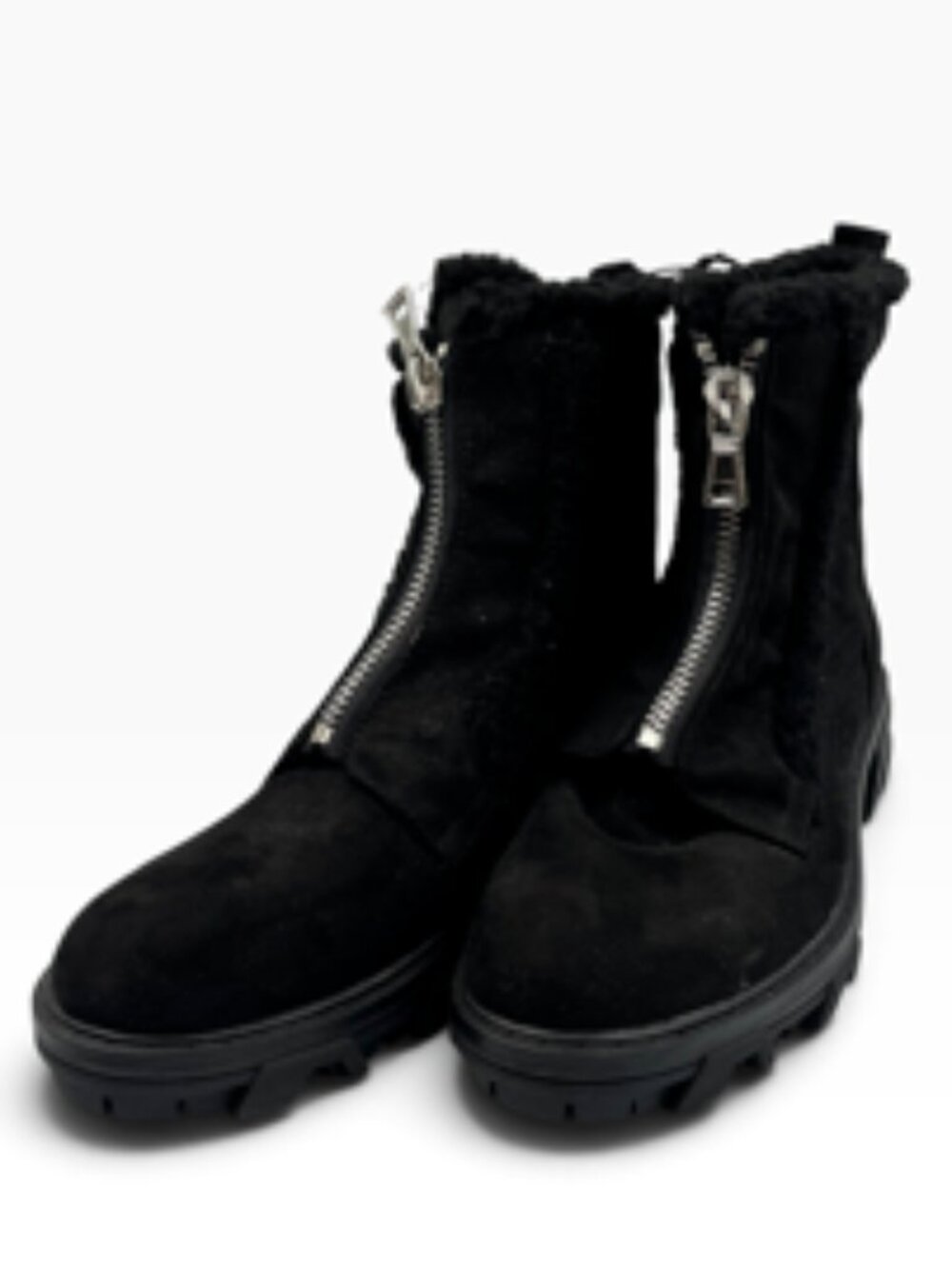 NEW Unisa Front Zip Boots Women’s 9 Black Faux Suede & Shearling trim NWT